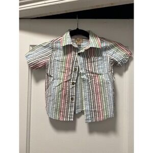 Maximus Rex Boys 3T Seersucker Stripe Short Sleeve Button Down Shirt Multi-Color